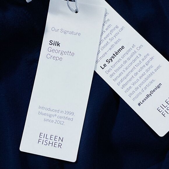 Eileen Fisher Womens Pants sz 2X new nwt $278 /Navy Blue 100% Silk Cropped Ankle - Picture 8 of 12